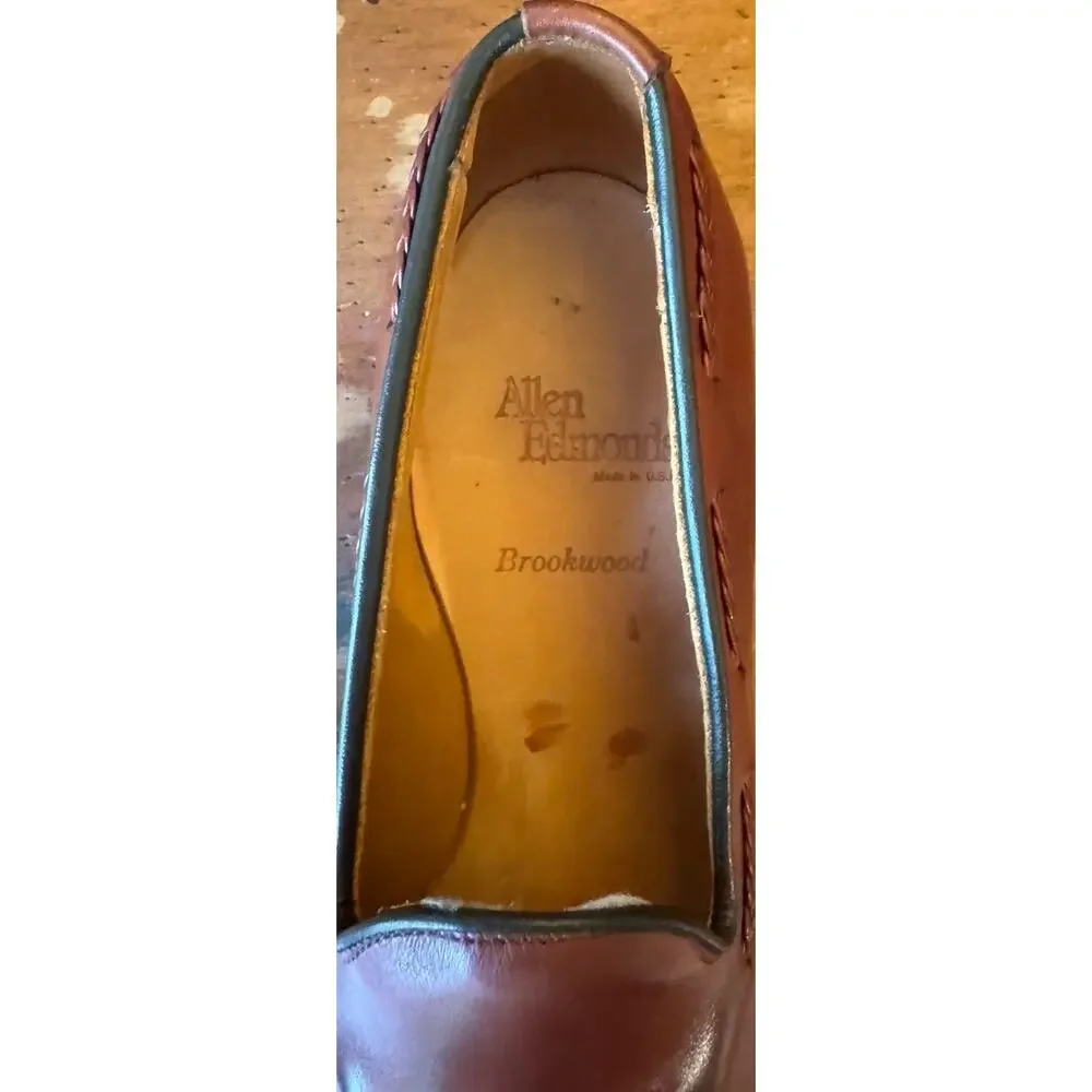 Allen Edmonds Brookwood Woven Tassel Loafers Brown Leather Men's 9.5 AA USA Made